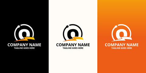 Flash initial letter O Logo Icon Template. Illustration vector graphic. Design concept Electrical Bolt and electric plugs With letter symbol. Perfect for corporate, more technology brand identity