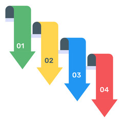  Down arrows cascade icon in flat design  © SmashingStocks
