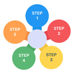
Round steps infographic icon in flat design
