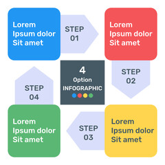 Business data representation through arrows infographic in flat icon