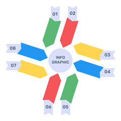 Business data representation through arrows infographic in flat icon