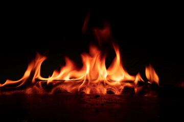 Fire flames on black background