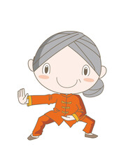 太極拳・ポーズをとるシニア女性