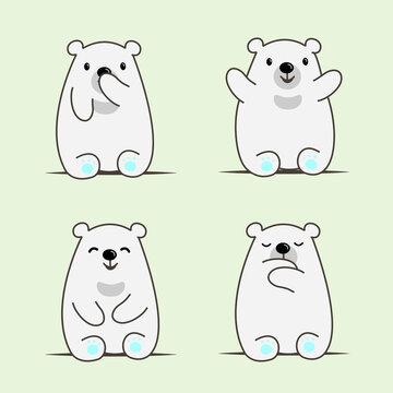 Cute snow bear cartoon character. Cute grizzly, wildlife animal vector illustration.Good for kids graphic resources.