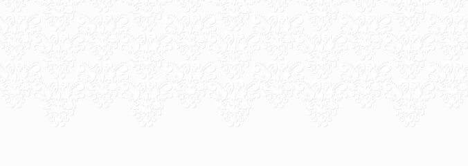ダマスク風の模様　横長の白い背景