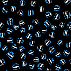 Line Hola icon isolated seamless pattern on black background. Vector. © vector_v