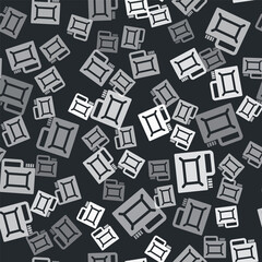 Grey Canister for motor machine oil icon isolated seamless pattern on black background. Oil gallon. Oil change service and repair. Engine oil sign. Vector.