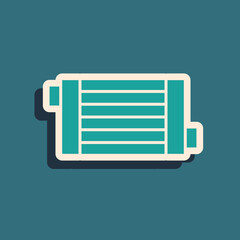 Green Car radiator cooling system icon isolated on green background. Long shadow style. Vector.