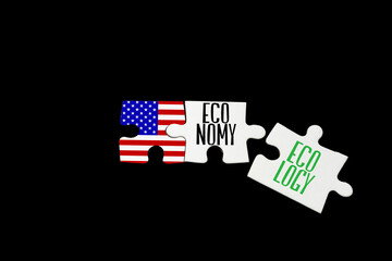 Flagge von Amerika, Wirtschaft und Ökologie in USA