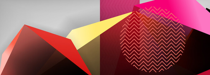 Low poly 3d geometric shapes, minimal abstract background. Vector illustrations for covers, banners, flyers and posters and other