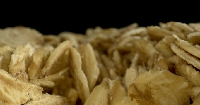 Steel-Cut, Rolled, and Instant Oats. The whole, unbroken grains. Nice toasty flavor. Zoom out. Close up. High quality.