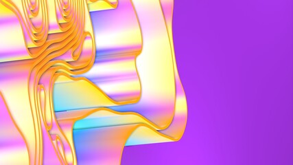 Abstract 3D render colorful spline strips rows light and shadow curves flowing motion movement surface texture waves background.