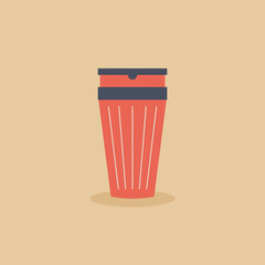 Reusable cups, thermos mug and tumblers with cover. Thermos for take away coffee in flat cartoon style. Motivation zero waste concept. Bring your own cup. Vector illustration
