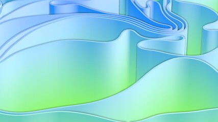 Abstract 3D render colorful spline strips rows light and shadow curves flowing motion movement surface texture waves background.