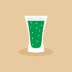 A glass of wine. Shot drink. An alcoholic beverage served in a shot glass and typically consumed quickly. Enjoy drink tequila with one shot. Restaurant alcoholic icon. Flat vector illustration