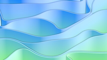 Abstract 3D render colorful spline strips rows light and shadow curves flowing motion movement surface texture waves background.