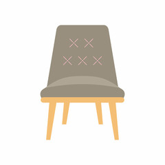 Pastel grey color chairs icon. Home seating furniture for living room decoration. Flat cartoon stool furniture. Interior seat design element isolated on white background. Vector illustration