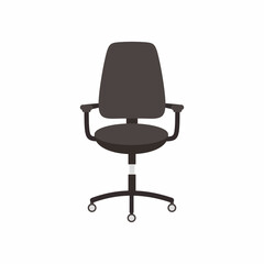 Office chair flat design vector icon isolated on white background. Modern black leather for office chair furniture. Stylish and relax design interior concept. Cartoon style illustration
