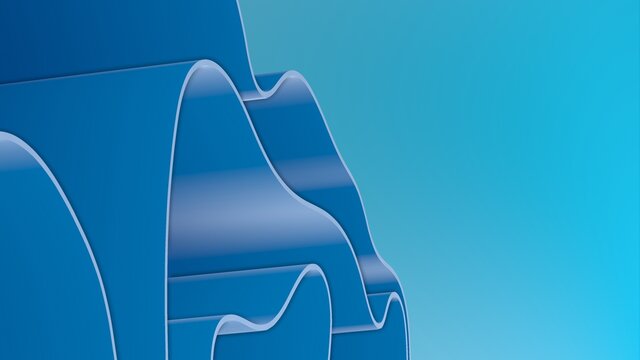 Abstract 3D render colorful spline strips rows light and shadow curves flowing motion movement surface texture waves background.