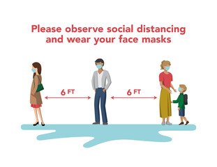 People in Line Observing Social Distancing and Wearing Face Masks