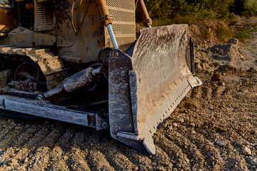 excavator excavates the ground gravel industrial machine sand limestone