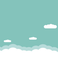 Sky background with white clouds, vector illustration