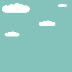Sky background with white clouds, vector illustration