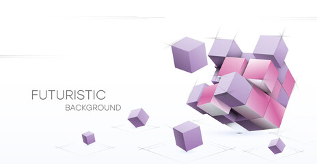 3D Abstract background with cubes. Volumetric abstract background, connection from geometric cubes.