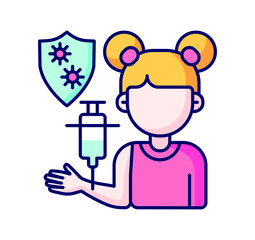 color icon, vaccination, vaccination, arm vaccination