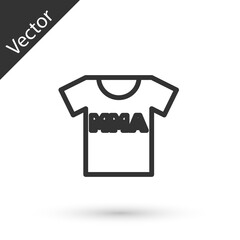 Grey line T-shirt with fight club MMA icon isolated on white background. Mixed martial arts. Vector.