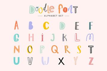 Fototapeta na wymiar Alphabet vector doodle font typography handwritten set