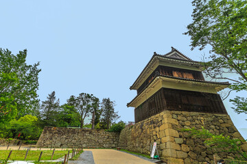 Obraz premium 上田城の西櫓と西口虎口跡の風景