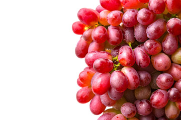 fresh red grape with water drop isolated