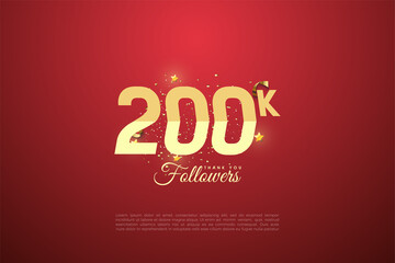 200k followers with graded number illustration.