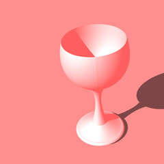 beautiful glass design in pastel pink in 3d style with pastel pink background. 3d illustration rendering