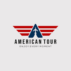 american plane travel logo vector illustration design