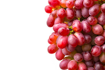 fresh red grape with water drop isolated