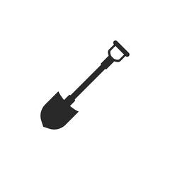 Black Shovel icon isolated on white. Gardening and farming tool.
