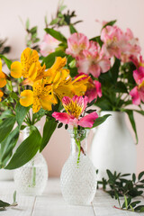 Bouquet of alstroemeria. Spring bouquet of flowers, the concept of spring time.