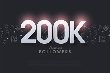 200k followers with a shining number illustration on the top.
