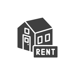 House rent vector icon. filled flat sign for mobile concept and web design. Home building rent glyph icon. Real estate symbol, logo illustration. Vector graphics