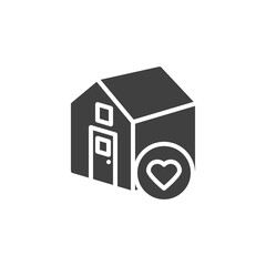 Favorite house vector icon. filled flat sign for mobile concept and web design. Home and heart glyph icon. Real estate symbol, logo illustration. Vector graphics