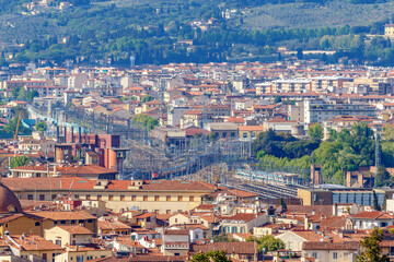 Fototapeta na wymiar City View of Florence with the railroad