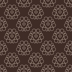 Ornamental flowing curve simple damask vector seamless pattern. Can be employed for commercial products, printing, web, paper graphic designs, packaging, textile, an architectural surface,  scrapbooks