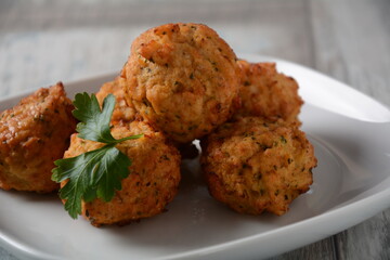 Fried fish meatballs with  parsley