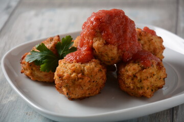 Fried fish meatballs with  parsley