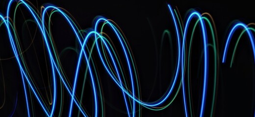 blue glowing lines for light painting