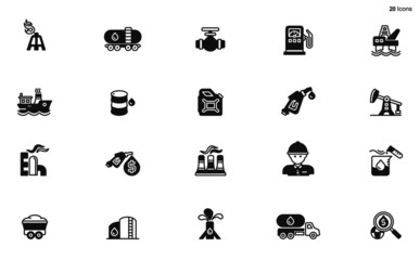 Oil and petroleum industry icons set.