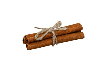 Cinnamon sticks on white background
