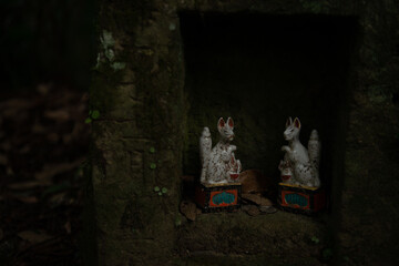 fox sculpture in Cave at Japan